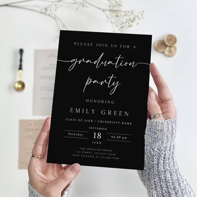 Editable Graduation Announcement Card, Graduation Invitation Template ...