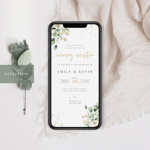 Eucalyptus Wedding Invitation Template, Evening Reception E-Invite (Digital) image 4