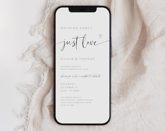Modern Wedding E-vite, Minimalist Elopement Reception Invite (Digital)