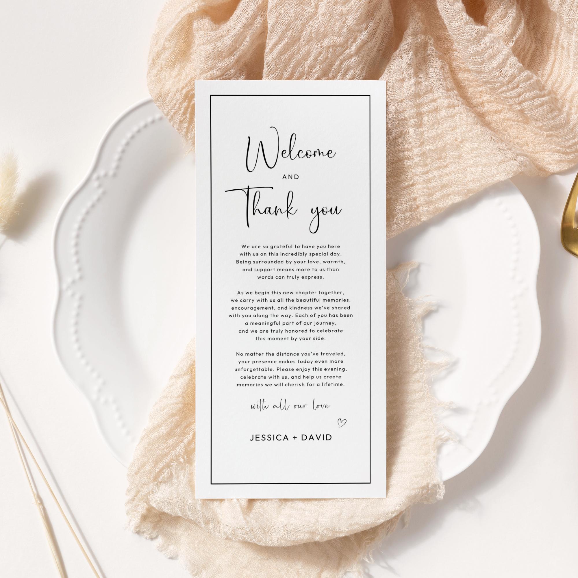 Personalised Modern Thank You Card, Printed Wedding Table Cards - Etsy