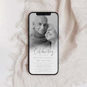 Electronic Funeral Announcement, Photo Funeral Evite, Celebration of Life Invitation, Memorial Service Program, Editable Template, FI-51