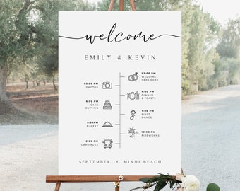 Editable Wedding Timeline Sign, Order Of The Day (Printable)