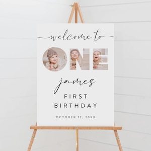 Foto Geburtstag Willkommensschild Vorlage, druckbare Willkommensposter zum 1. Geburtstag, sofortdownload, BS-22