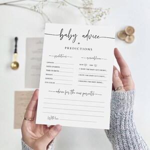 Tarjeta de consejos y predicciones para bebés, Juego de baby shower de deseos imprimibles, Tarjeta de predicciones para bebés, Juegos de baby shower, Descarga instantánea, B-130