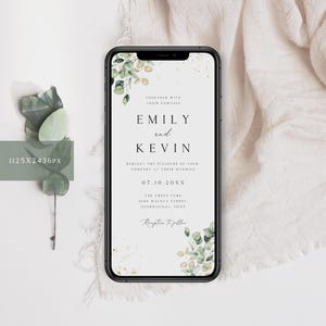 Greenery Eucalyptus Wedding Invitation, Electronic Evite (Digital Download) image 2