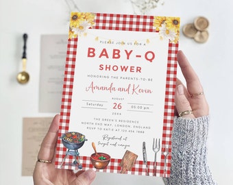 Invito per baby shower a tema barbecue, festa in giardino (download digitale)