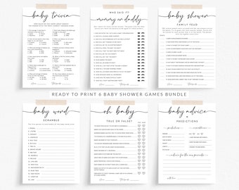 Paquete de juegos para baby shower, Trivia Feud imprimible (descarga digital)