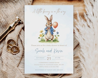 Peter Rabbit Baby Shower Invitation Template, Editable Printable (Instant Download)