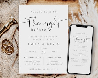 Minimalist Rehearsal Dinner Invitation Template, Editable (Digital Download)