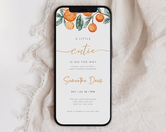 Little Cutie Baby Shower Invitation Template, Orange Evite (Digital)