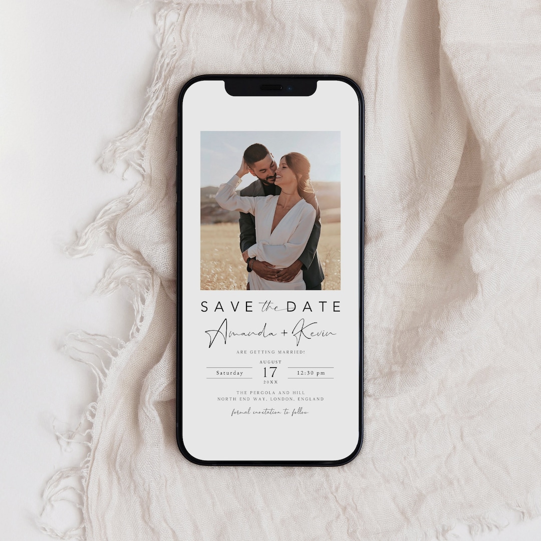 Electronic Save the Date Template With Photo, Minimalist Digital Invite