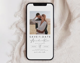 Minimalist Photo Save the Date Template, Digital Invite (1080x1920px)