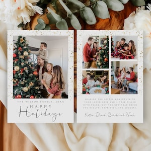 Editable Happy Holidays Photo Card, Christmas Photo Card Template, Modern Family Photo Christmas Card, Happy Holidays Cards, C-22
