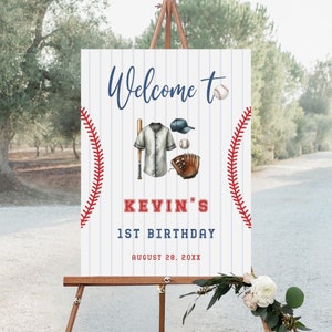 Editable Baseball Birthday Welcome Sign, Boy Birthday Poster, Little ...