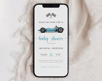 Vintage Race Car Baby Shower Invitation Template (Digital)