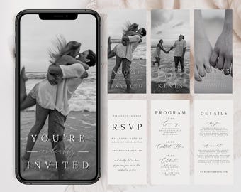 Modern Animated Wedding Video Invitation Template, RSVP, Canva (Digital)