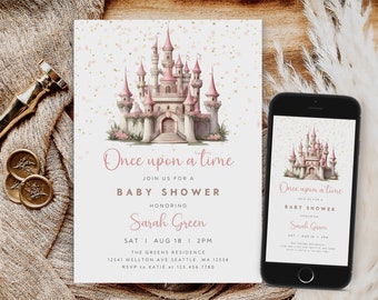 Editable Princess Castle Baby Shower Invitation (Digital Download)