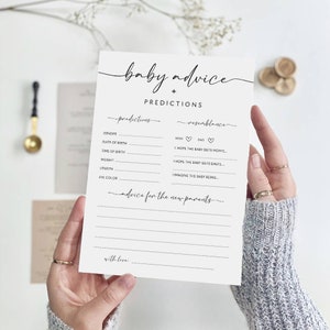 Carte de conseils et de prédictions pour bébé, jeu de baby shower imprimable, carte de prédictions pour bébé, conseils pour bébé DIY, jeux de baby shower, B-127