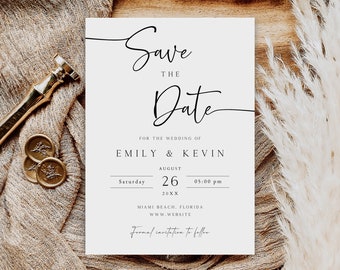 Minimalist Save The Date Template, Modern Save the Date Card, Printable Save the Dates, Save Our Date Card, Instant Download, SD-58