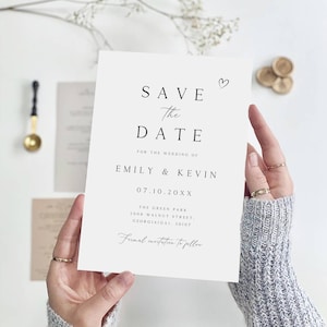 Bewerkbare Save the Date-sjabloon, Minimalistische Save the Date-kaart, Afdrukbare Save the Date, Save our Date, Instant Download, SD-74