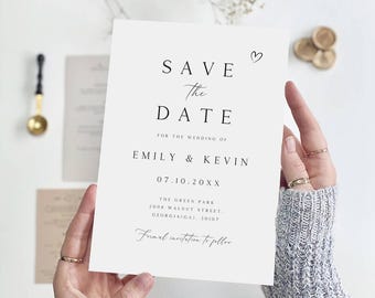Minimalist Save the Date Card Template, Printable, Instant Download (SD-74)