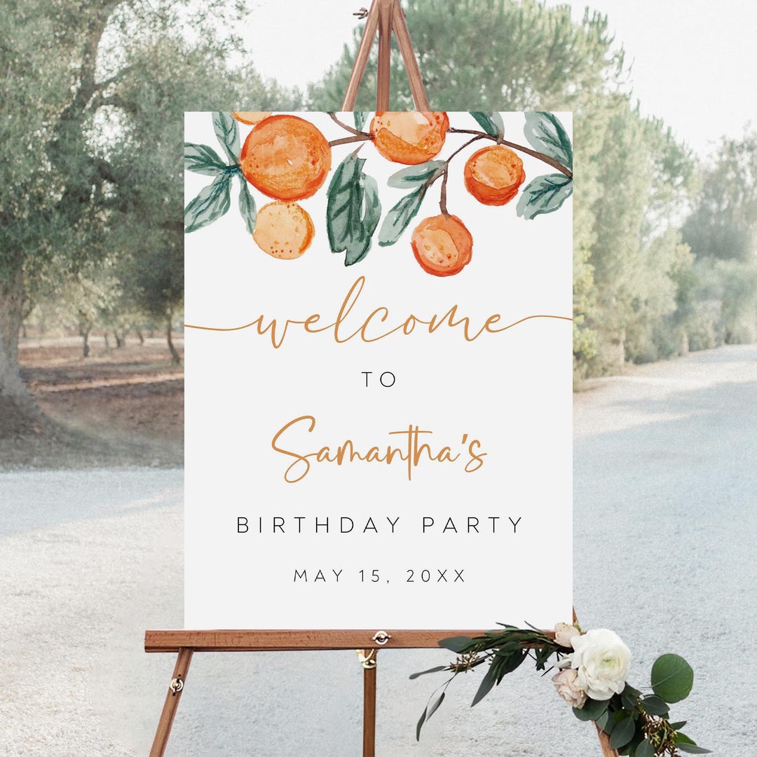 Hello Cutie Sign Editable Little Cutie Birthday Welcome Sign, Orange Citrus Decor ...