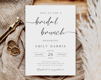 Bridal Brunch Invitation Template, Minimalist Shower Invite (Digital Download)