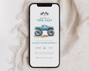 Monster Truck Birthday Electronic Invitation, Two Fast Evite (Digital)