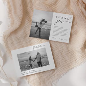 Bearbeitbare Hochzeit Dankeskarte mit Foto, Dankeschön gefaltete Kartenvorlage, moderne Hochzeit Dankekarte, Notizkarte, Dijital Download TC-30