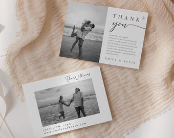 Editable Wedding Photo Thank You Card Template (Digital Download)