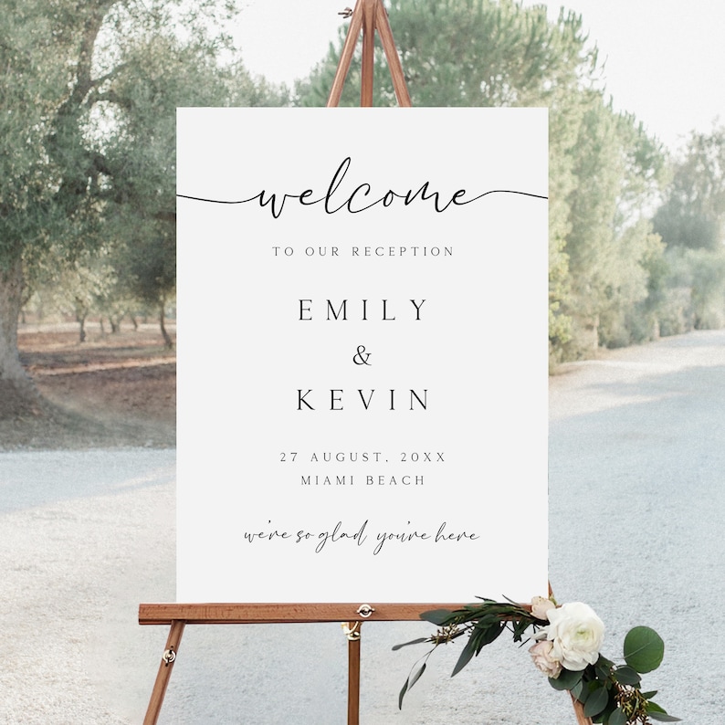 Minimalist Wedding Reception Welcome Sign Printable (editable) - Etsy