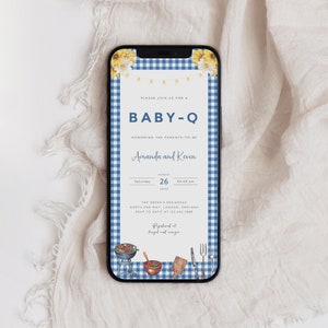 Invito elettronico modificabile BBQ Baby Shower, Invito digitale Baby Shower nel cortile, Barbeque Baby Shower Evite, Download istantaneo, B-664