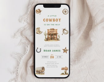 Wild West Cowboy Baby Shower Invitation, Editable Template (Digital Download)