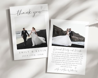 Minimalist Wedding Photo Thank You Card Template (Digital Download)