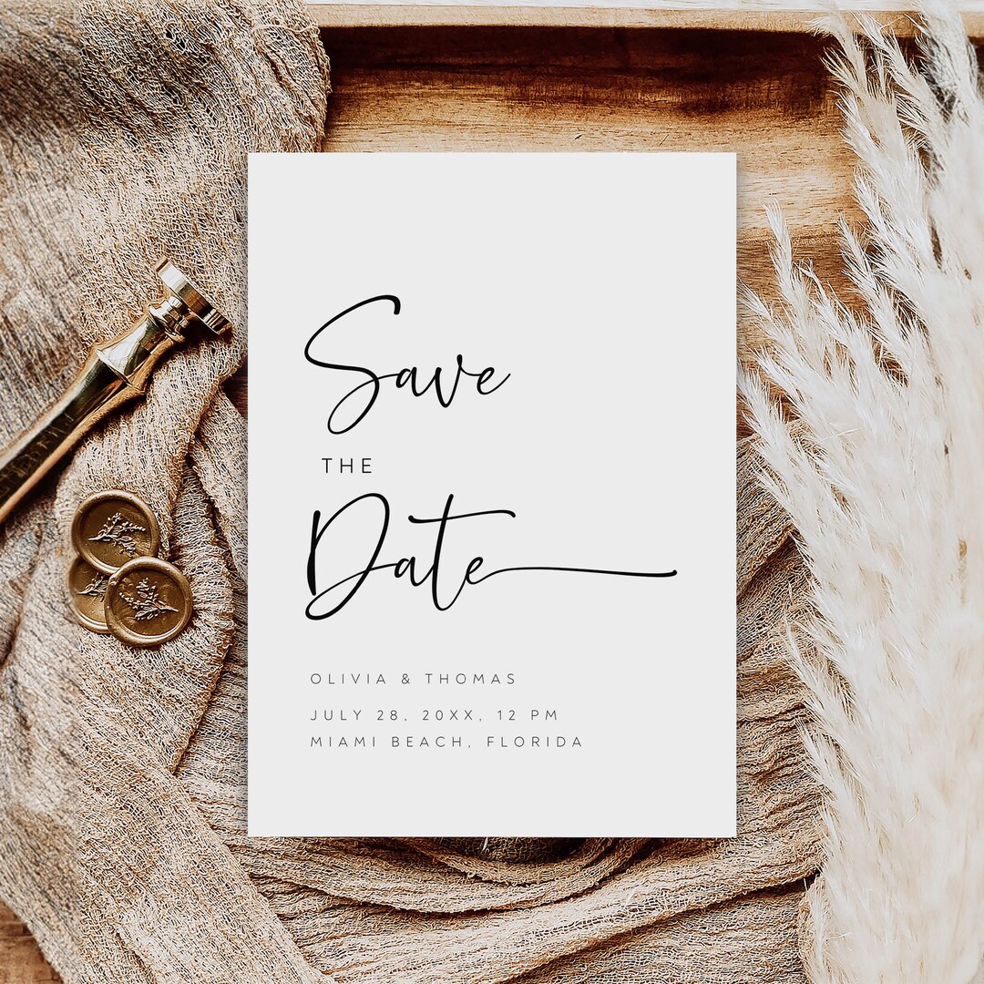 Editable Save the Date Template, Elegant Save the Date Card, Printable ...