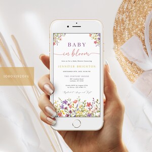 May include: A digital invitation for a baby shower with a floral design. The invitation reads "Baby in Bloom" and includes the name Jennifer Brighton, the date September 16th, 202X, the time 03:00 PM, the location The Century House, 997 Louden Road, Latham, NY 12150, and the RSVP information: Kindly RSVP by August 07th to Olivia 522-4788-777.