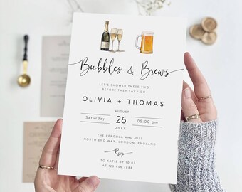 Editable Bubbles and Brews Shower Invitation (Instant Download)
