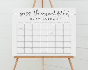 Baby Due Date Calendar Sign, Guess the Birthday Baby Shower Game, Guess Baby's Birth Date, Baby Shower Game, Instant Download, BSG-147