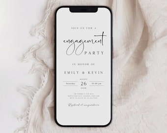 Elegant Engagement Party Invitation Template, Electronic Text Invite (Digital Download)