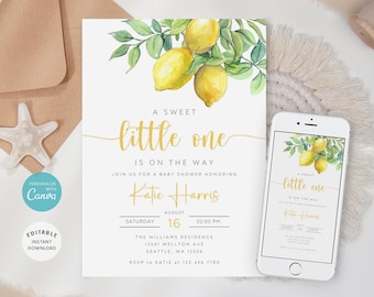 Lemon Baby Shower Invitation, Citrus Theme, Gender Neutral (Digital File)