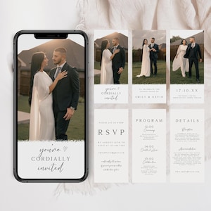 Wedding Video Invitation Template, Animated Invite with RSVP, Details & Program, Add Your Own Photo and Music, Canva Template, WIV-02