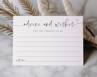 Editable Baby Shower Advice Cards, Keepsake Wish Card (Digital Download)