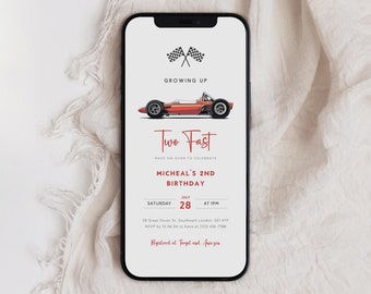 Two Fast Race Car Birthday Invitation, Editable E-vite (Digital Download)