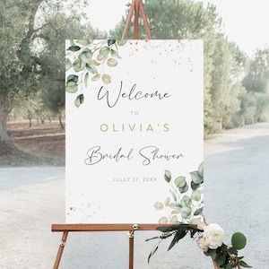 Greenery Bridal Shower Welcome Sign, Eucalyptus Bridal Shower Poster, Bridal Shower Decoration, Brunch Poster, Instant Download, BSS-03