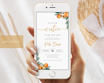 Orange Baby Shower Invitation, Little Cutie Evite (Digital)