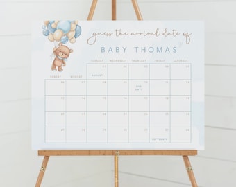 Gioco del calendario della data presunta del parto con orsacchiotti per baby shower (download digitale)