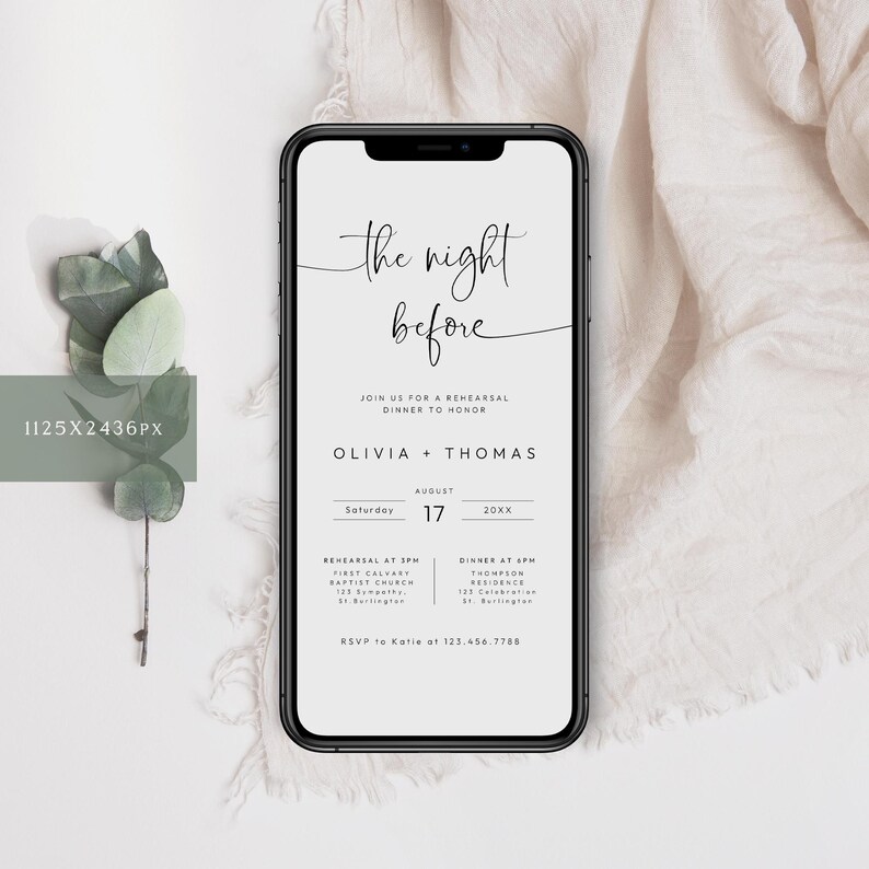 Digital Rehearsal Dinner Invite, Editable Template (1080x1920px) image 2