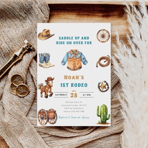 Editable Cowboy Birthday Invitation, Wild West Birthday Invite, Western First Birthday Invitation Template, Instant Download, Evite, B-624