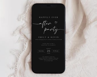 Wedding After Party Invitation, Reception Party Invitation, Happily Ever After Party Invite, Elopement Reception Evite, PI-04