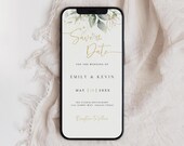 Greenery Save the Date Digital Invitation, E-vite (Instant Download)
